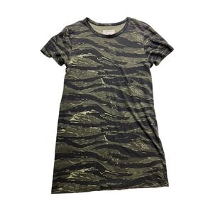 Current/Elliott T-Shirt Dress Womens 1 Green Tiger Stripe Camo Short Sleeve Mini